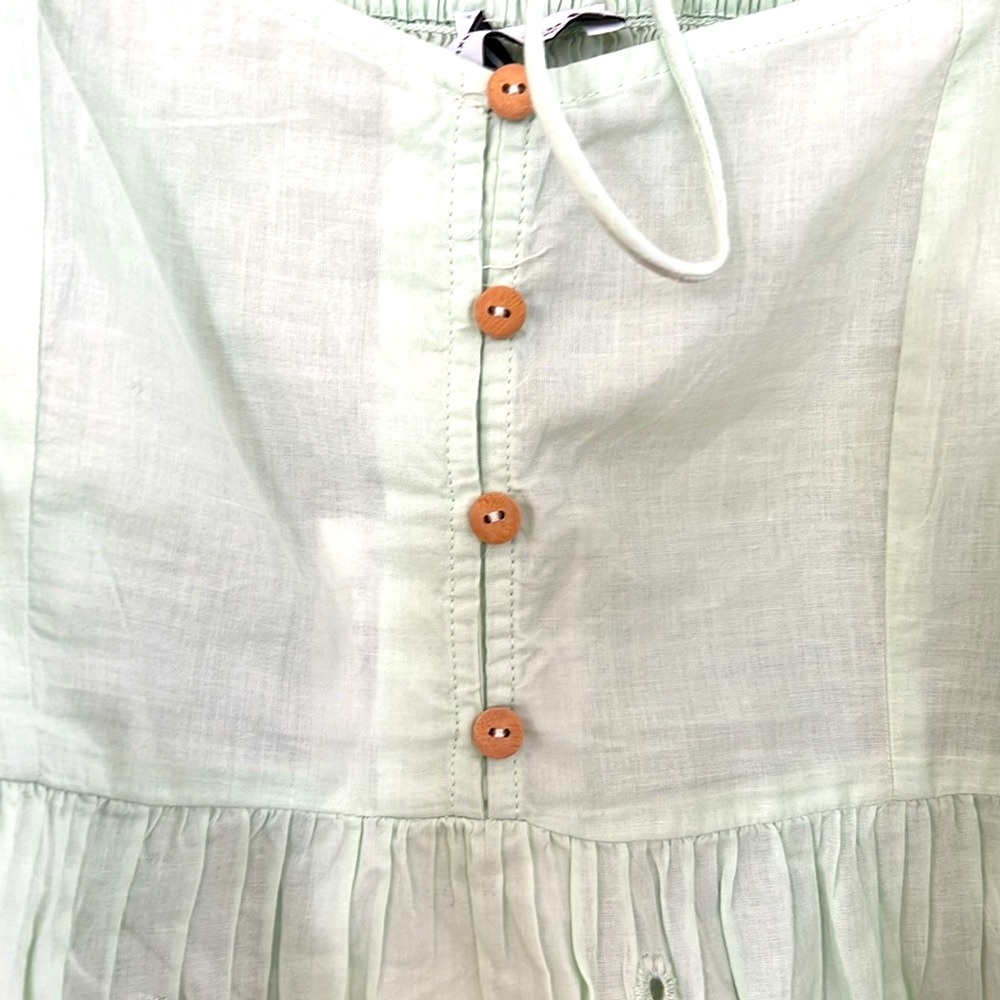 Zara Embroidered Cutout Eyelet Blouse Top Mint Green size XS - Picture 3 of 6